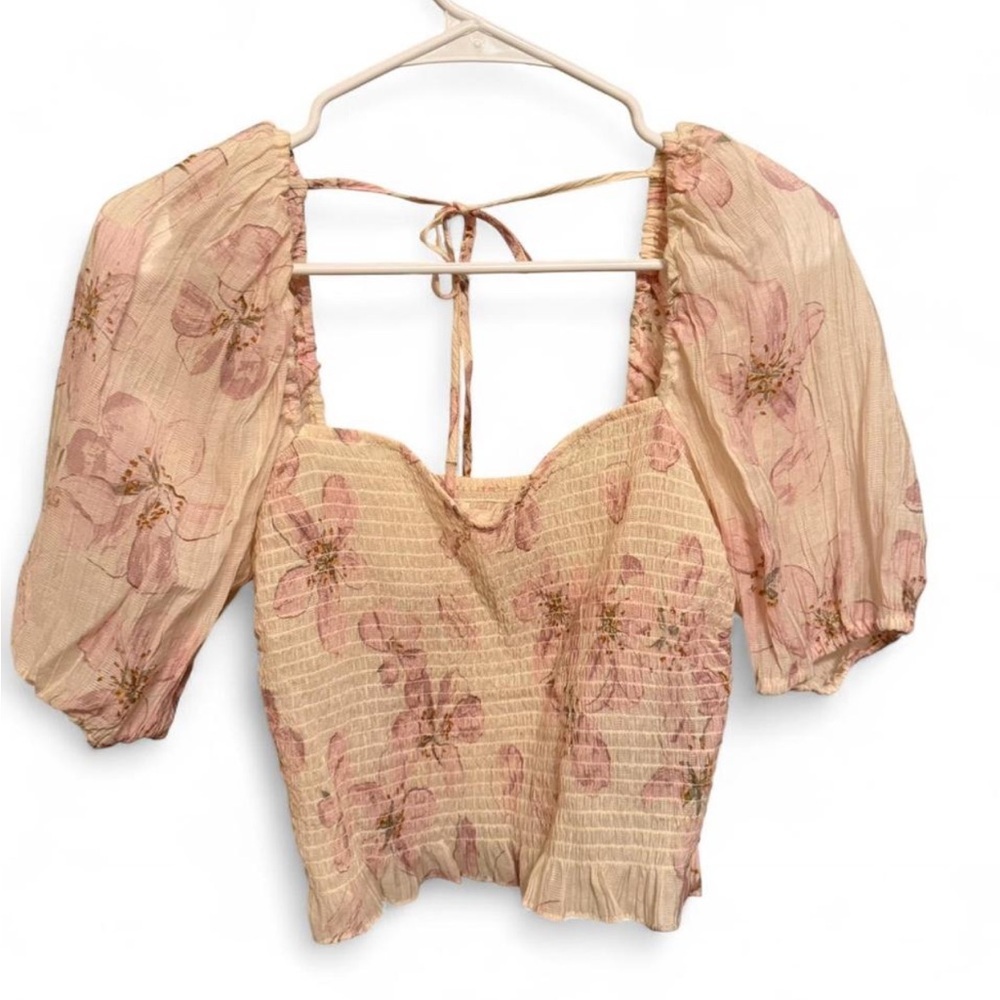 H&M Floral Puff Sleeve Top